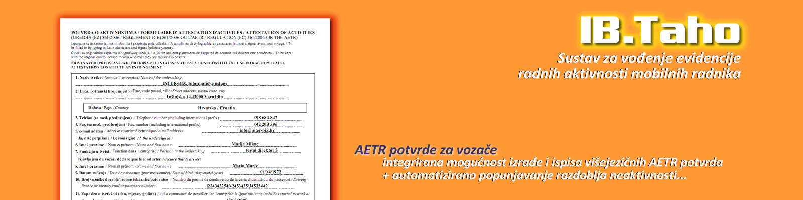 Potvrde o aktivnostima za vozače (AETR potvrda)
